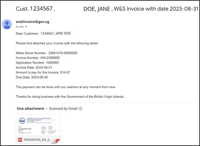 Water Bill Email