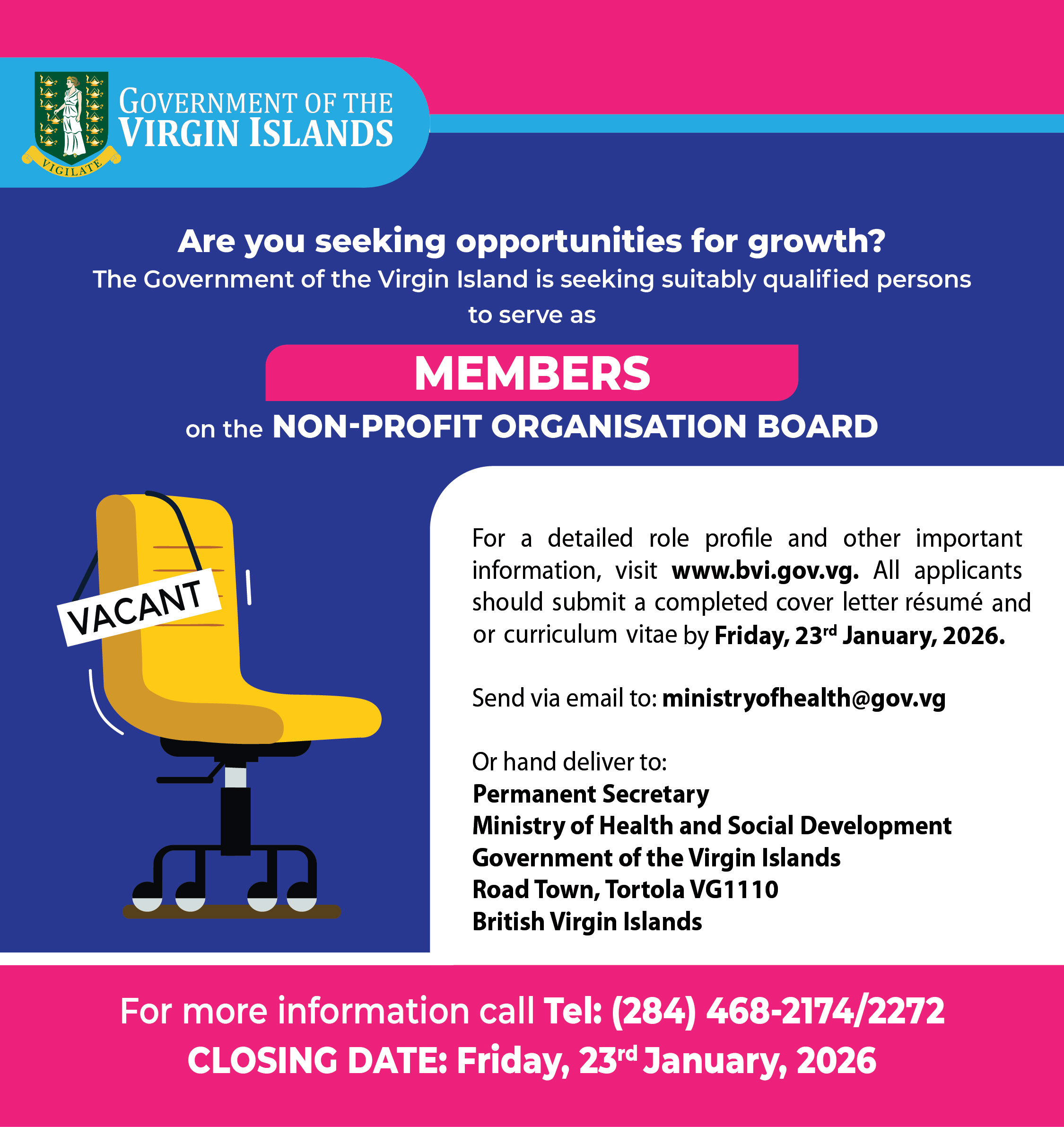 Vacancy Notice Non-Profit Organisation Registration Board | GOV.VG