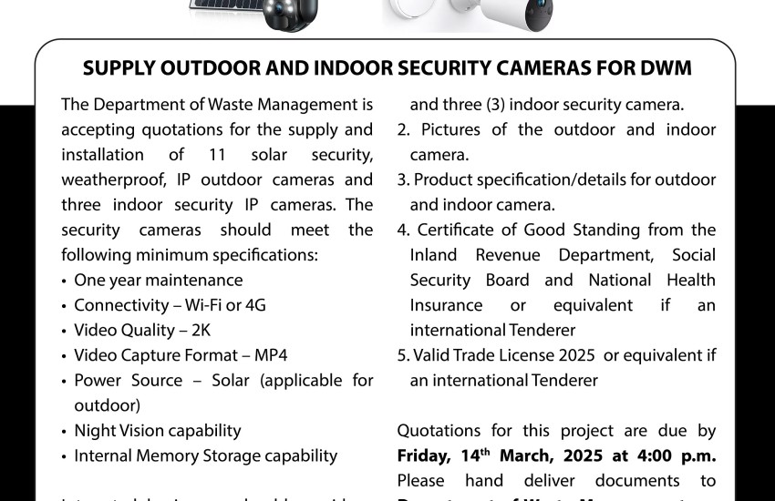 request for proposal supply outdoor and indoor security cameras