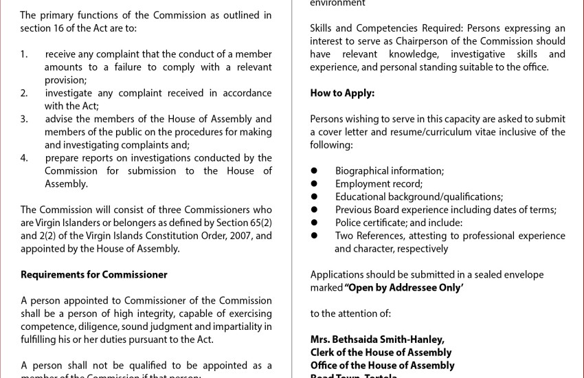 Vacancy Notice - Commissioner Of The Parliamentary Commission For Standards 3