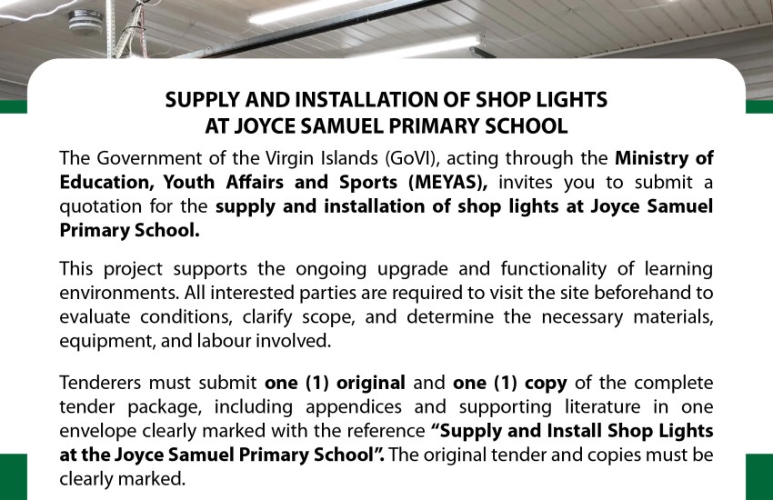 Shop Light Installation Tender