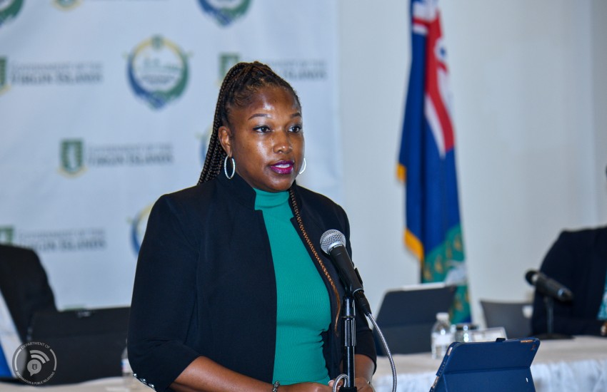 Ayana Glasgow, Director of Financial Services, delivers updates during Mid-Year Review