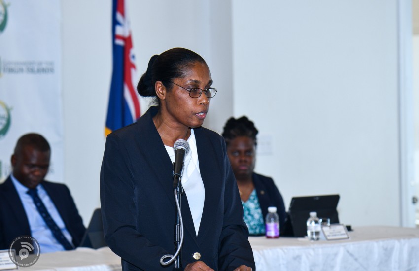 Permanent Secretary Natalie Fahie-Smith delivers updates at Mid-Year Review