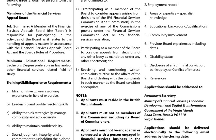 Requirements_Financial Services Appeal Board Member_Vacancy Notice_2 Oct, 2025