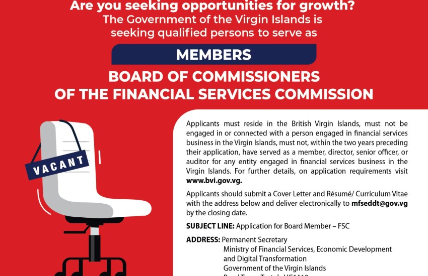 Vacancy Notice- Member of the Board of Commissioners of the Financial Services Commission