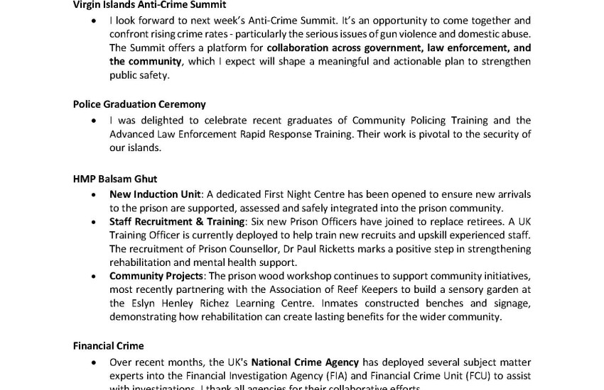 Governor's Security Bulletin | 18th September