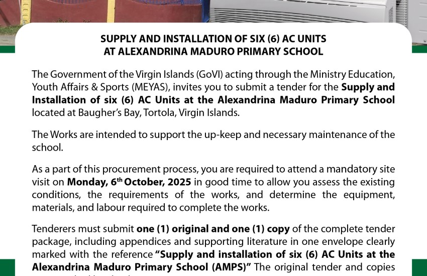 Alexandrina Maduro Primary School – Supply and Installation of Six (6) AC Units