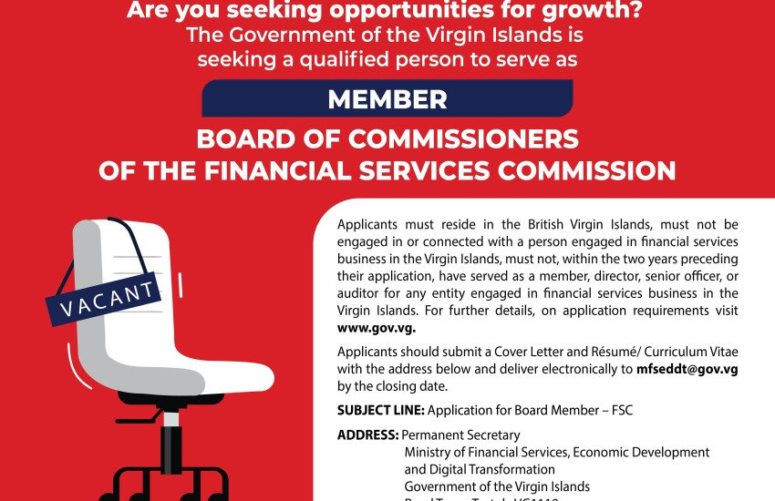 Vacancy Notice - Member of the Board of Commissioners of the Financial Services Commission