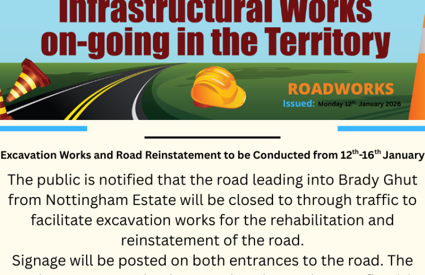 Excavation Works and Road Reinstatement to be Conducted from 12th-16th January