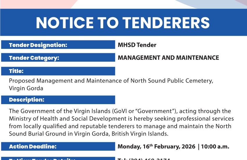 Notice to Tenderers Government Invites Tenders for Management and Maintenance of North Sound Cemetery