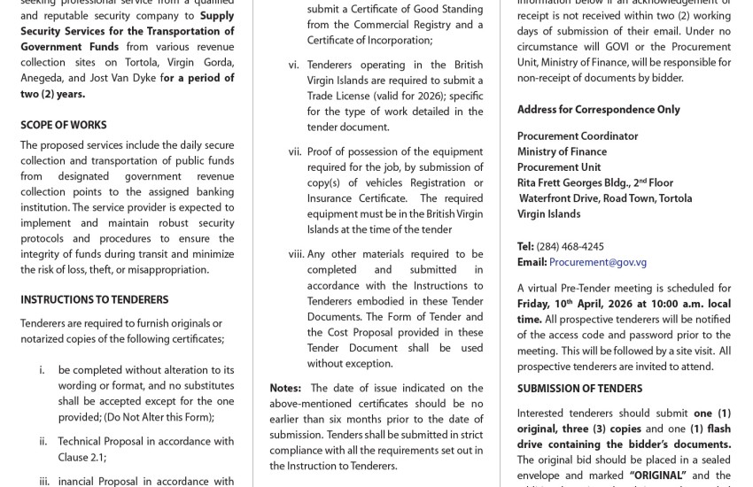 VI Government Seeks Competitive Security Company