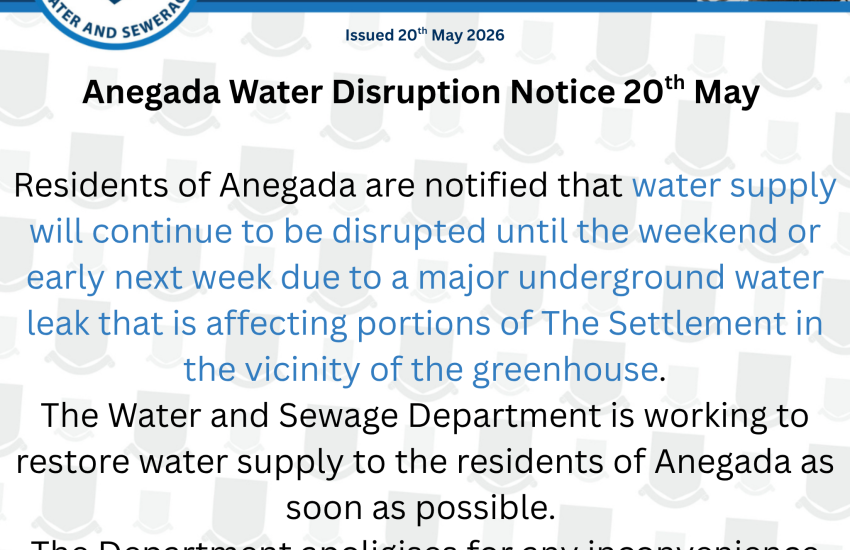 Anegada Water Disruption Notice 20th May