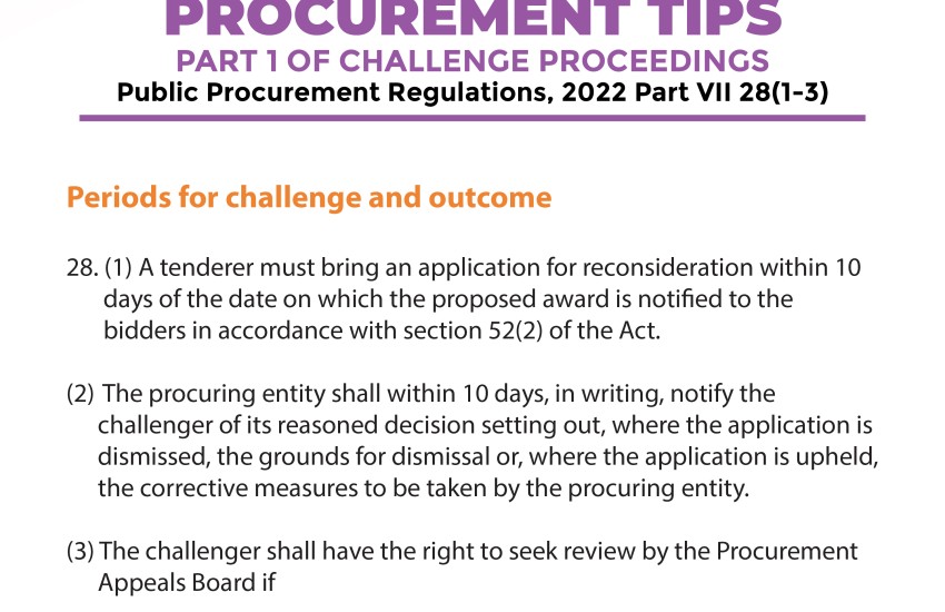Procurement Tips, Periods for Challenge and Outcome