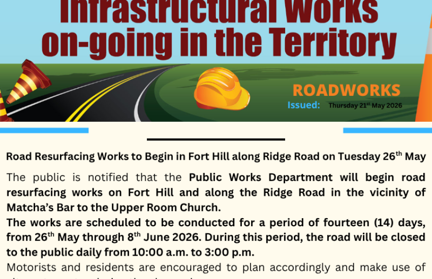 Road Resurfacing Works to Begin in Fort Hill along Ridge Road on Tuesday 26th May