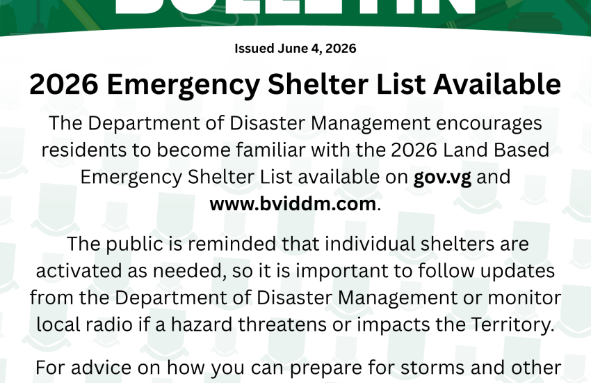 Image of bulletin announcing the availability of the 2026 land-based emergency shelter list