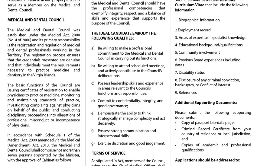 Vacancy Medical and Dental Council Full