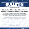 Bulletin - Submission of Paper Conditional Permit Application Services End On 15 December