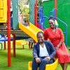 Hon. de Castro and Principal Vanterpool at Playground Dedication