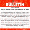 Station Avenue Road Closure Notice 24th April