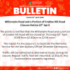 Millionaire Road and a Portion of Crabbe Hill Road Closure Notice 23rd April