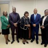 Acting Minister for Education, Youth Affairs and Sports, Hon. Luce Hodge-Smith, paused for a commemorative photo following her first Cabinet Meeting alongside Acting Governor Rosalie Adams; Premier and Minister of Finance, Hon. Dr. Natalio D. Wheatley; Minister for Health and Social Development, Hon. Vincent O. Wheatley; and Attorney General, Hon. Dawn J. Smith.