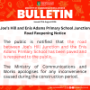 Joe’s Hill and Enis Adams Primary School Junction Road Reopening Notice