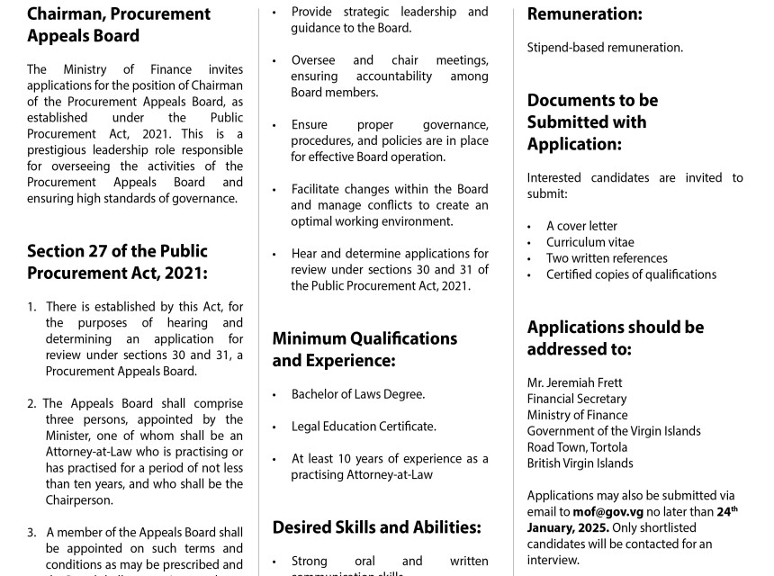 Chairman, Procurement Appeals Board 2