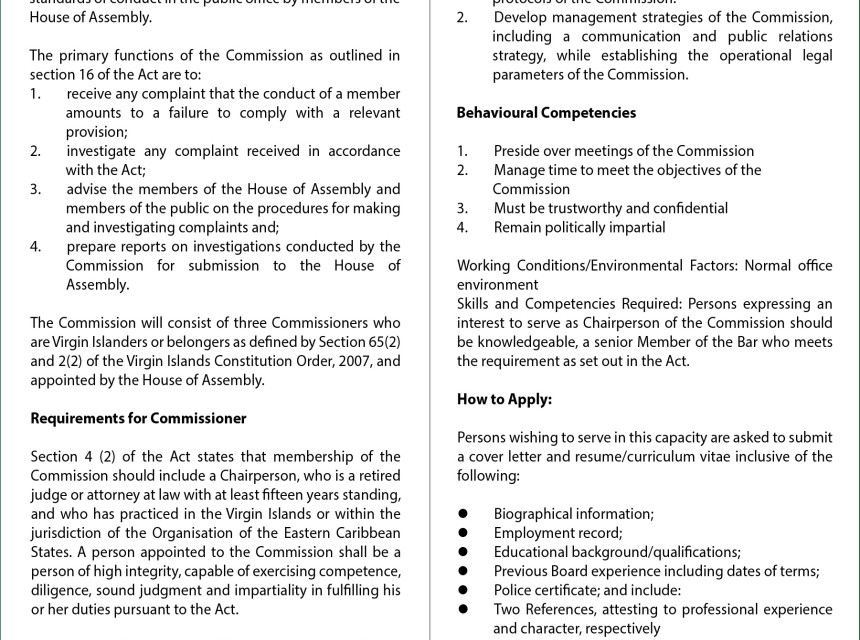 Vacancy Notice - Chairperson of the Parliamentary Commission for Standards 3