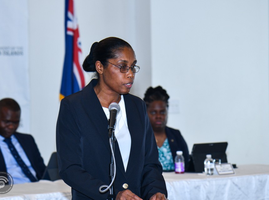 Permanent Secretary Natalie Fahie-Smith delivers updates at Mid-Year Review