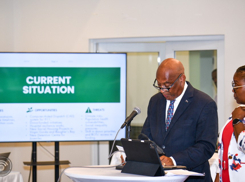 Minister for Health and Social Development Honourable Vincent O. Wheatley and Permanent Secretary Ms. Tasha Bertie