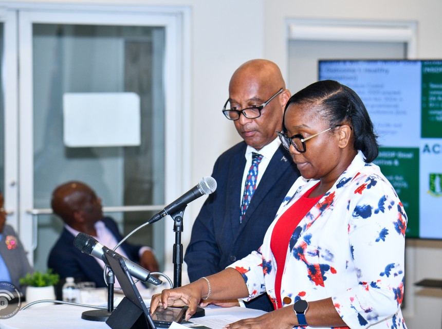 Minister for Health and Social Development Honourable Vincent O. Wheatley and Permanent Secretary Ms. Tasha Bertie