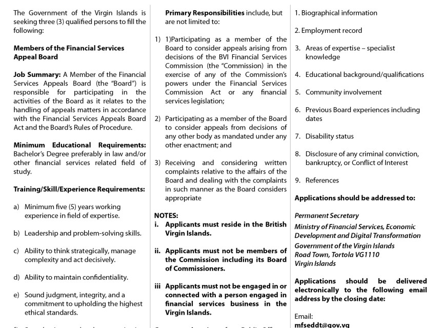 Requirements_Financial Services Appeal Board Member_Vacancy Notice_2 Oct, 2025