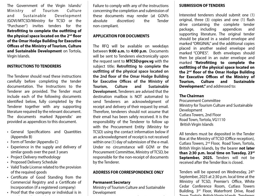 MTCSD Tender for Executive Offices