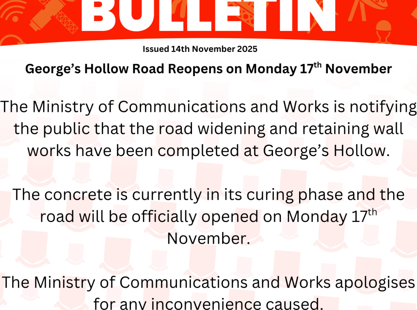 George’s Hollow Road Reopens on Monday 17th November
