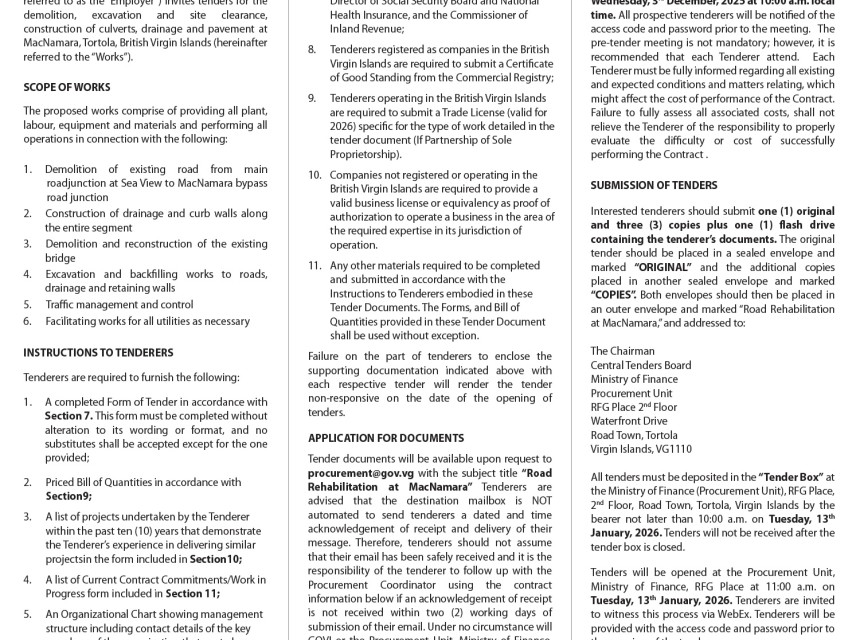 MacNamara Development Project Tender 