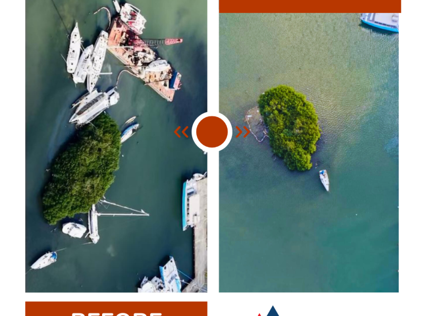 Sea Cow's Bay Derelict Clean Up Before and After