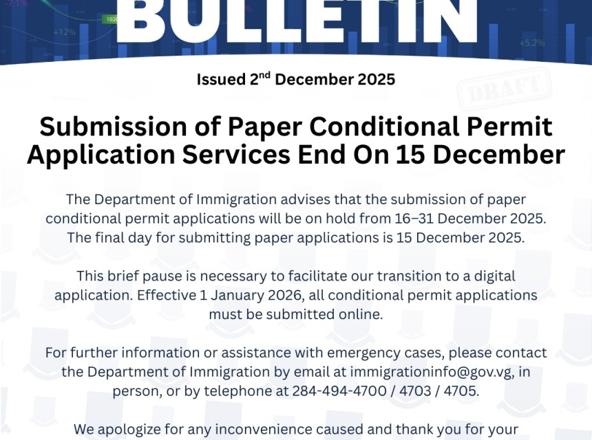 Bulletin - Submission of Paper Conditional Permit Application Services End On 15 December