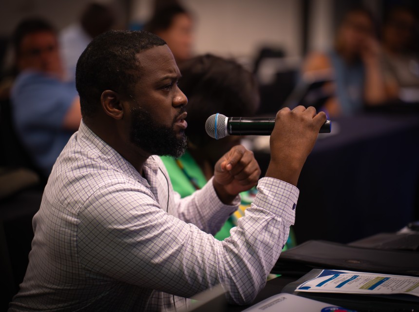 Director James in discussion