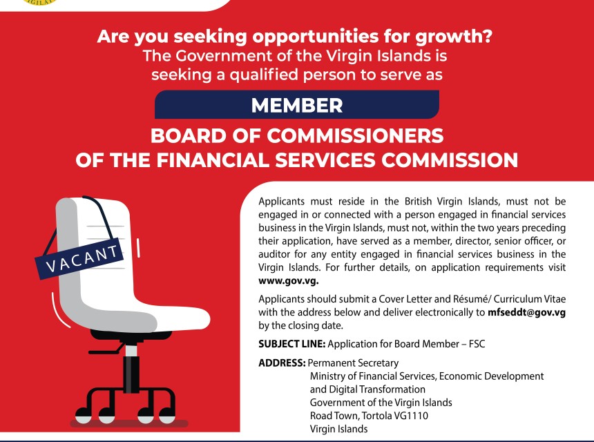Vacancy Notice - Member of the Board of Commissioners of the Financial Services Commission