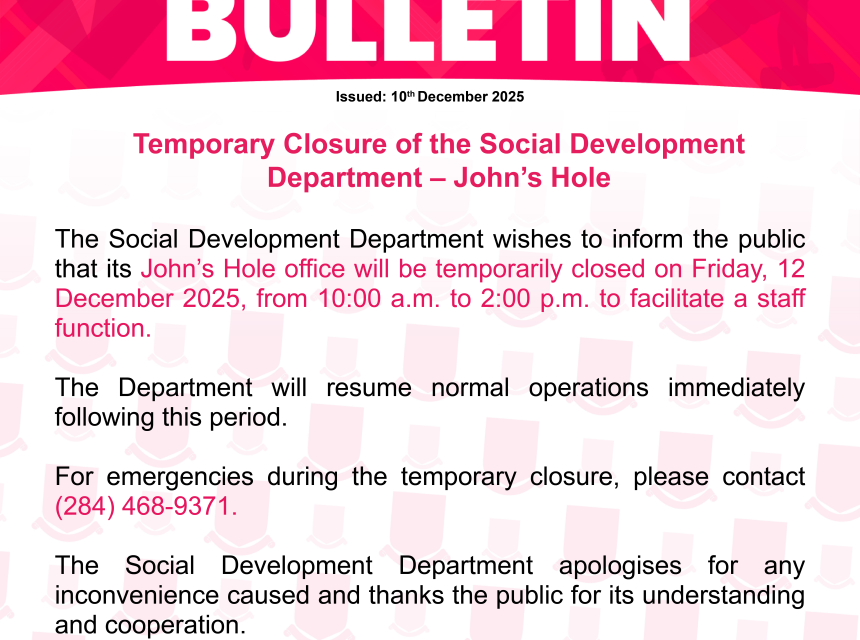 Social Development Department Temporary Closure