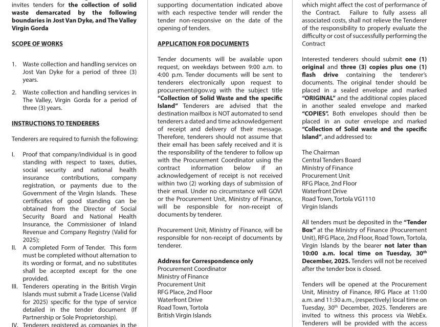 Page for Tender Notice