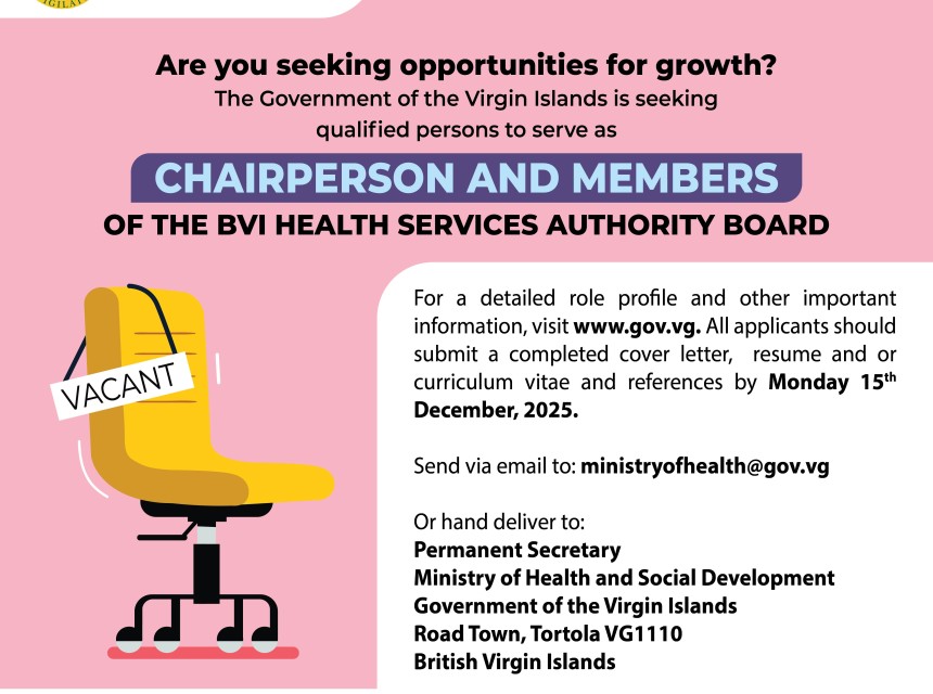 Vacancy Notice BVI Health Services Authority E-Flyer