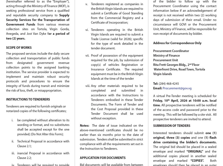 VI Government Seeks Competitive Security Company