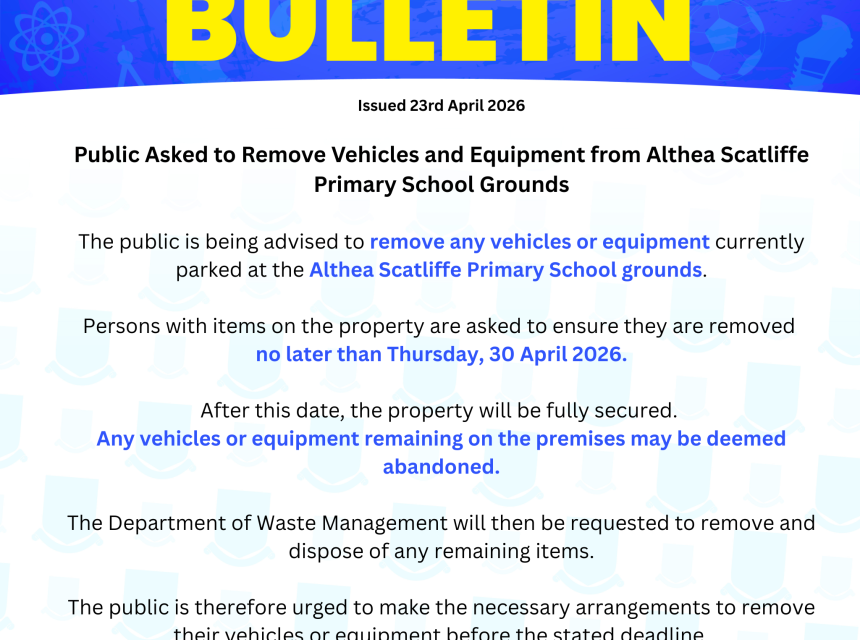 Removal of Equipments and Vehicles from Althea Scatliffe Grounds