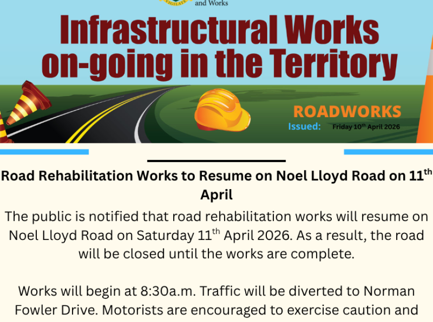 Road Rehabilitation Works to Resume on Noel Lloyd Road on 11th April