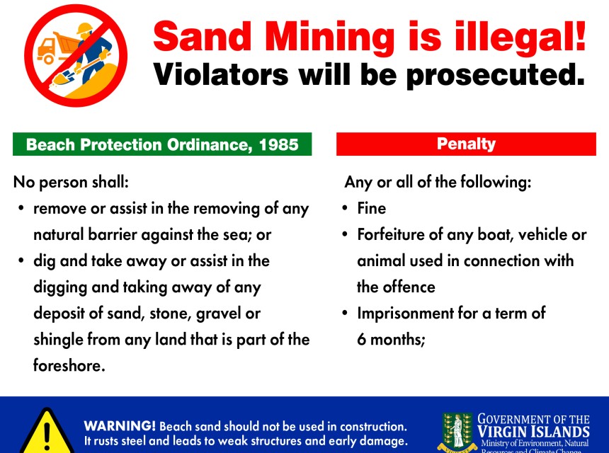 The Ministry of Environment Natural Resources and Climate Change Reminds the Community that Sand Mining is Illegal
