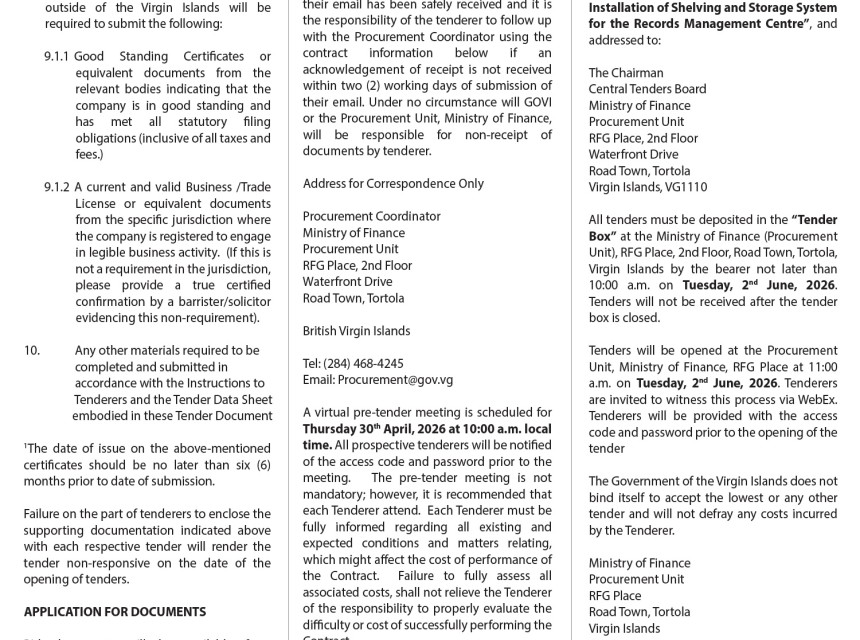 Suitable Contractor Needed to Undertake Outlifting of the Records Management Centre